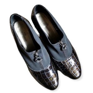 5/$25 ROS HOMMERSON Crocodile Embossed Heeled Shoes Zipper Womens 7.5M